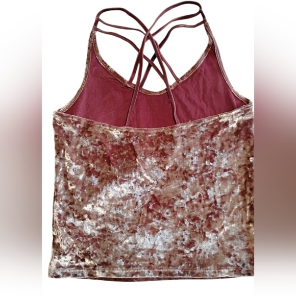 American Eagle M Tank Top Pink Crushed Velvet Cami Strap Fairy Whimsigoth Grunge - Picture 2 of 7